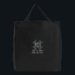 Wedding Monogram Names Date Announcement Black Bag<br><div class="desc">Wedding Monogram Names Date Announcement Bag Customise the colour of the bag and text as well as your personal information</div>