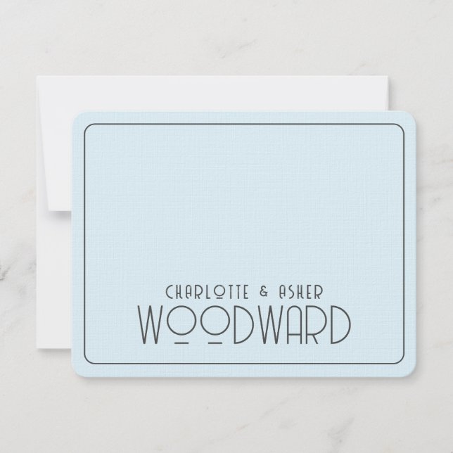 Wedding Monogram Newlyweds Blue Embossed Linen   Card (Front)