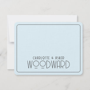 Wedding Monogram Newlyweds Blue Embossed Linen   Card