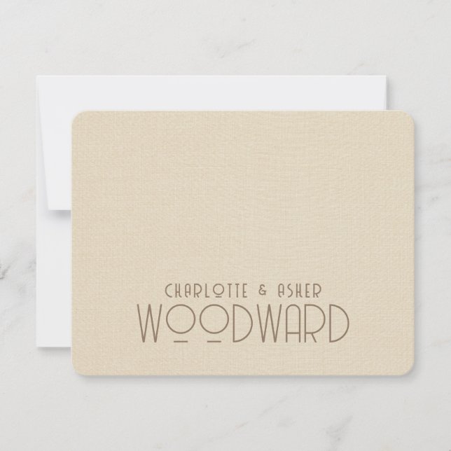 Wedding Monogram Newlyweds Cream Embossed Linen  Card (Front)