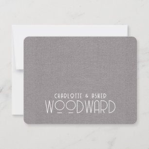 Wedding Monogram Newlyweds Grey Embossed Linen   Card