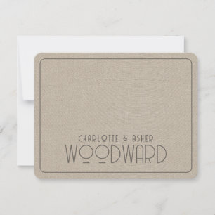 Wedding Monogram Newlyweds Smoky Taupe Linen Card