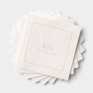 Wedding Monogram Personalised Last Name Frame Foil Napkins
