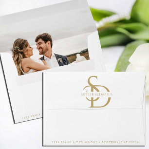 Wedding Monogram Personalised Return Address Envelope