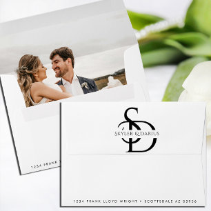 Wedding Monogram Personalised Return Address Envelope