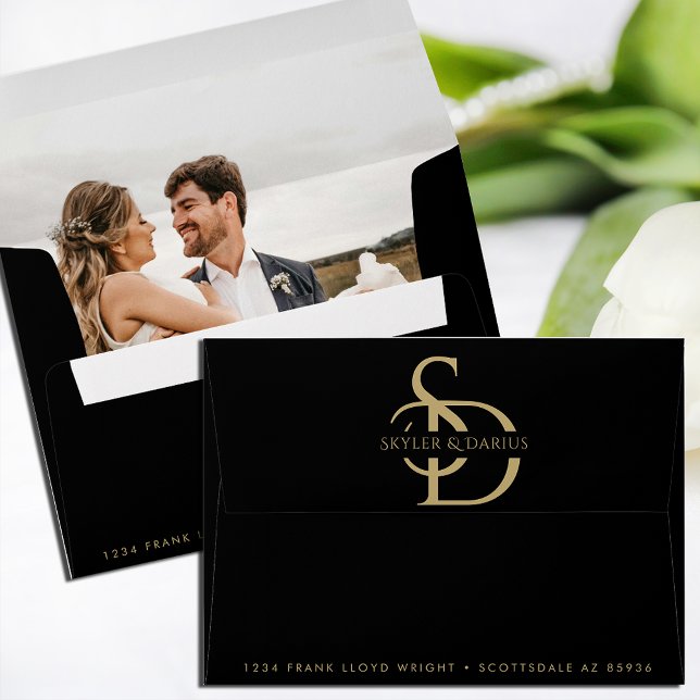 Wedding Monogram Personalised Return Address Envelope (Creator Uploaded)