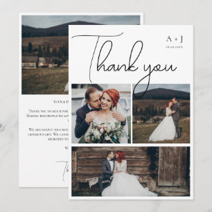 Wedding Monogram Photo Booth Collage Thank You  Card