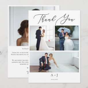 Wedding Monogram Photo Grid Collage Thank You  Card