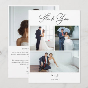 Wedding Monogram Photo Grid Collage Thank You  Card