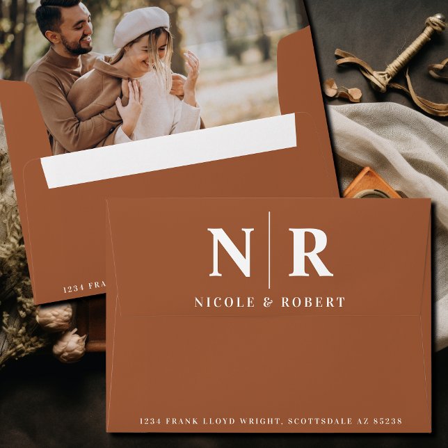 Wedding Monogram Photo Liner Return Address Custom Envelope (Creator Uploaded)