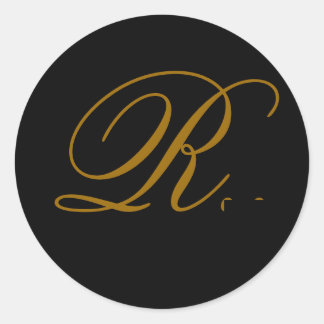 Wedding Monogram R Gold & Black Seal Sticker