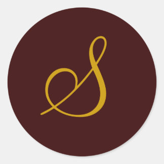 Wedding Monogram S Gold Seal Sticker