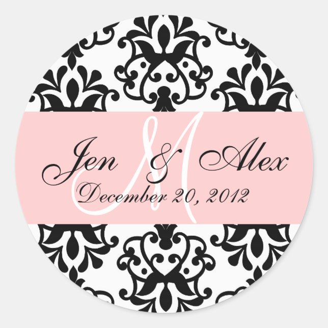 Wedding Monogram Save Date Damask Seal (Front)