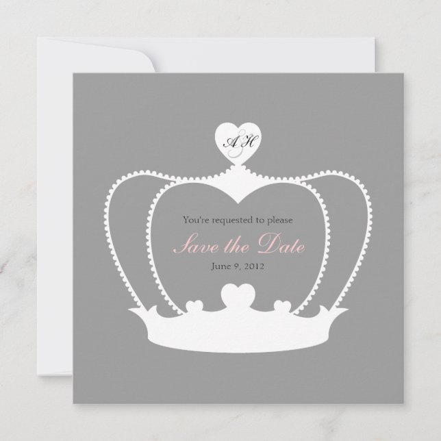 Wedding Monogram Save the Date Announcement (Front)