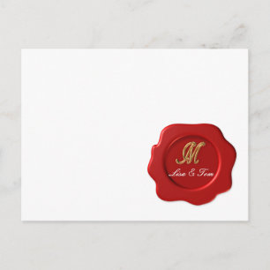 Wedding monogram seal postcard