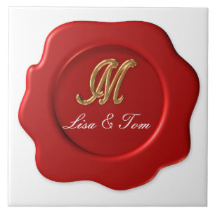 Wedding monogram seal tile