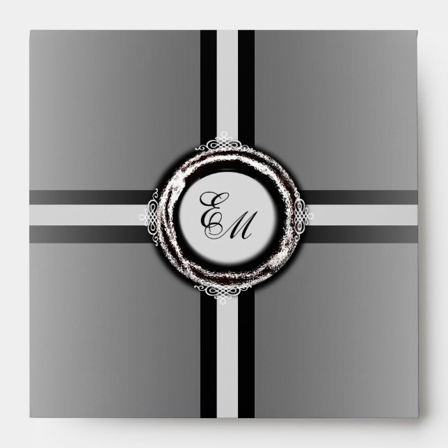 Wedding Monogram Square Envelope Silver Seal (Front)