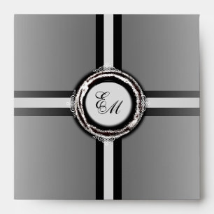 Wedding Monogram Square Envelope Silver Seal