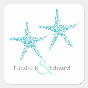 Wedding Monogram Turquoise Aqua Starfish Sticker