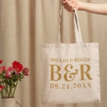 Wedding Monogram Typography Design Tote Bag<br><div class="desc">Personalise your cutting board with your initials and your wedding date.
Simple,  minimalistic,  and elegant design. It is the perfect wedding gift.</div>