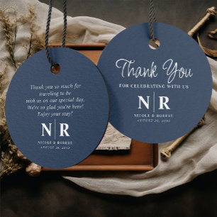 Wedding Monogram Welcome Gift Bag Or Basket Favour Tags