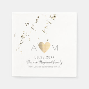 wedding monogrammed falling faux glitter white napkin