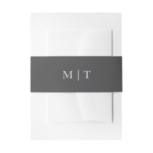 Wedding Monogrammed Grey and White Invitation Belly Band