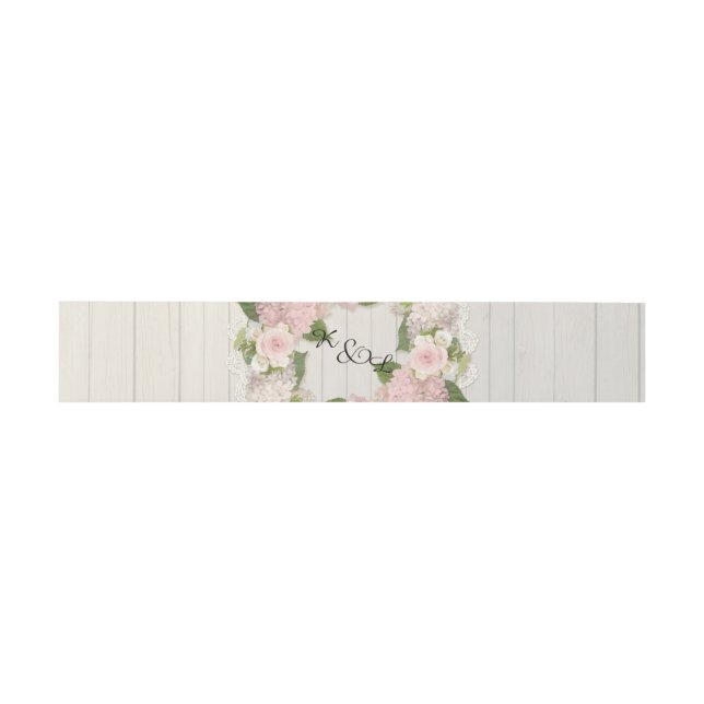 Wedding Monogrammed Wooden Rustic Country Floral Invitation Belly Band (Flat)