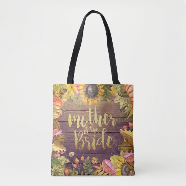 Wedding Mother of the Bride Autumn Maple Pumpkins Tote Bag (Front)
