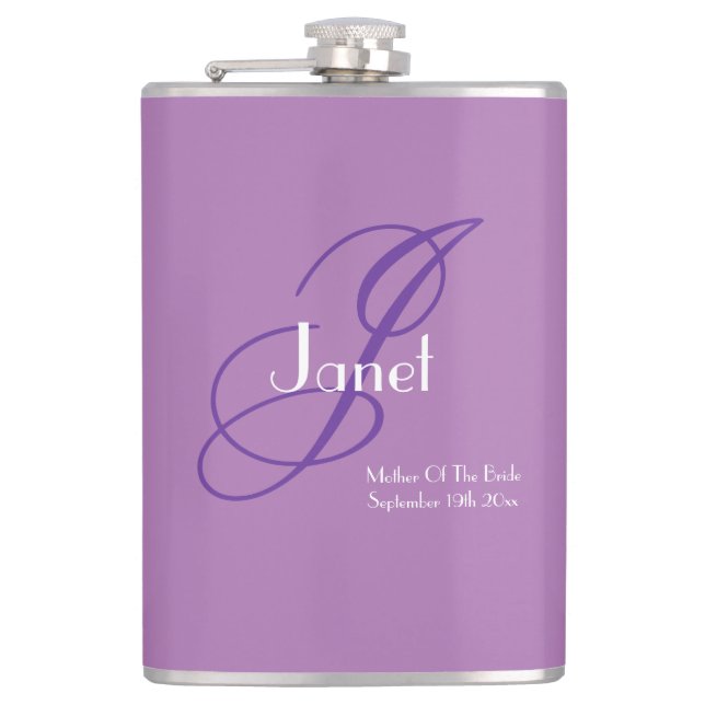 Wedding Mother Of The Bride Gift Cool Monogram  Hip Flask (Front)