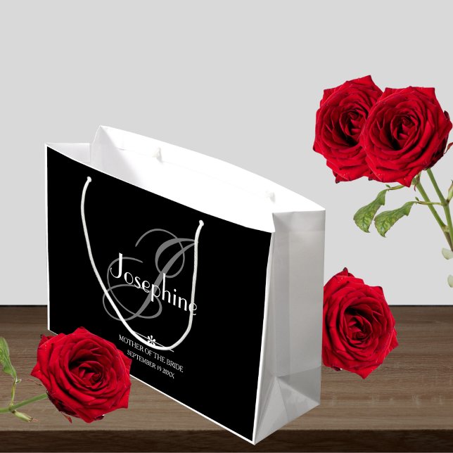 Wedding Mother Of The Bride Gift Elegant Monogram Large Gift Bag (Best Wedding - Mother Of The Bride Gift - Elegant Monogram Large Gift Bag.)