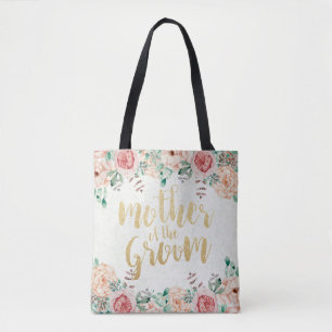 Wedding Mother of the Groom Chic Watercolor Floral Tote Bag