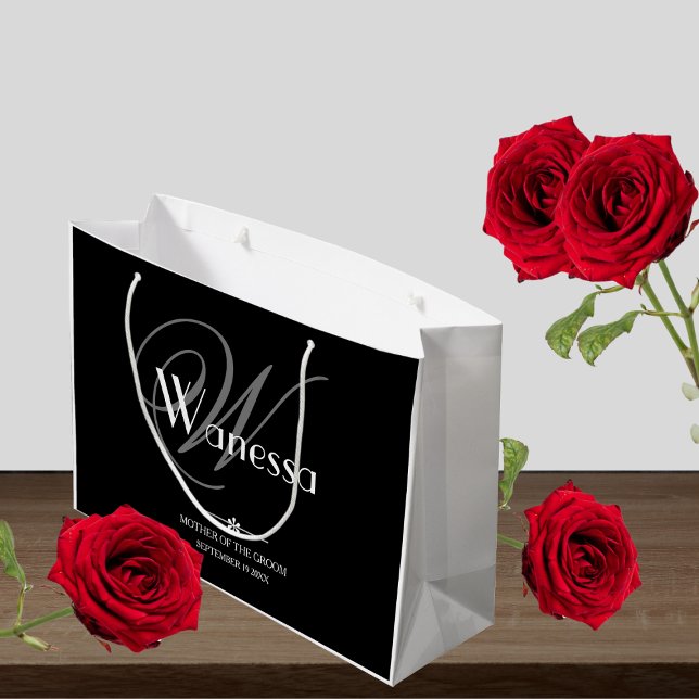 Wedding Mother Of The Groom Elegant Monogram Chic Large Gift Bag (For a Fabulous Wedding Gift - Mother Of The Groom Elegant Monogram Chic Large Gift Bag.)