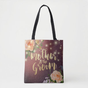 Wedding Mother of the Groom Floral String Lights Tote Bag