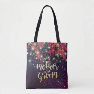 Wedding Mother of the Groom Floral String Lights Tote Bag