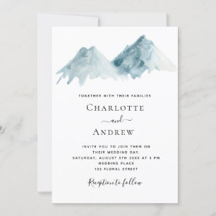 Wedding mountain landscape blue nature invitation