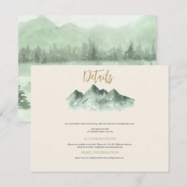 Wedding Mountains Enclosure Card (Front/Back)