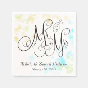 WEDDING Mr and Mrs   Beach Colours Confetti Napkin