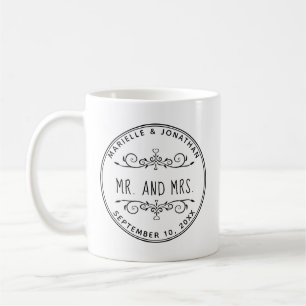 Wedding Mr. And Mrs. Couple Monogrammed Names Coffee Mug