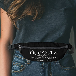 Wedding Mr and Mrs Elegant Script Bum Bags