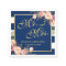 Wedding Mr. and Mrs. Floral Gold Navy Blue Stripes