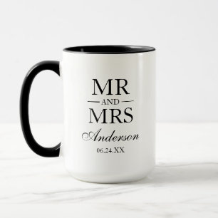 Wedding Mr. and Mrs. Large Mug BW