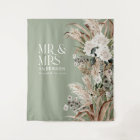 Wedding Mr and Mrs pampas grass modern elegant