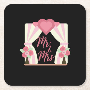 Wedding Mr And Mrs Square Paper Coaster
