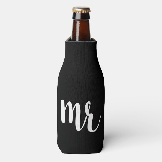 Wedding Mr. & Mrs. bride groom Bottle Cooler (Bottle Front)