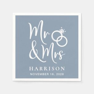 Wedding Mr Mrs Dusty Blue Napkin