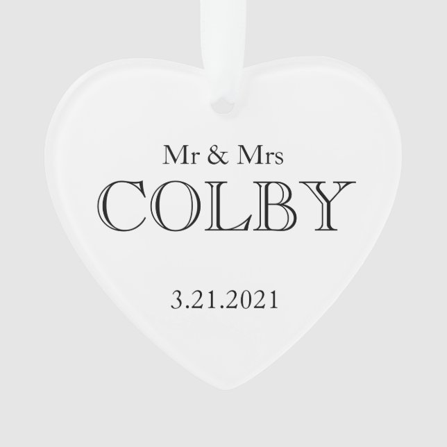 Wedding MR&MRS NAME DATE VERSE Love Keepsake Ornament (Front)