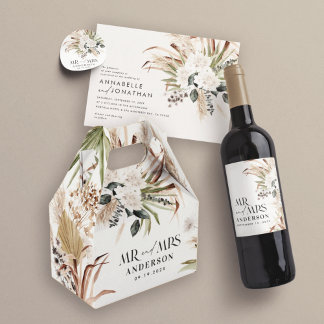 Wedding Mr Mrs pampas eucalyptus modern boho party Favour Box