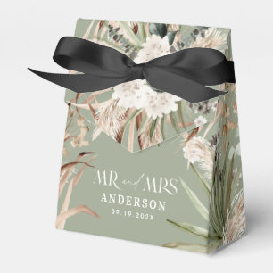 Wedding Mr Mrs pampas eucalyptus modern boho party Favour Box