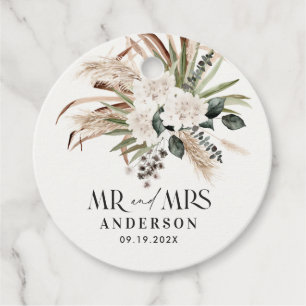 Wedding Mr Mrs pampas grass, eucalyptus botanical Favour Tags